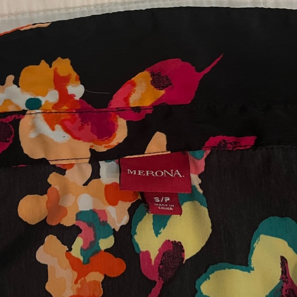 Merona Women’s Long Sleeve Dress Black Floral Multicolor - Picture 4 of 4